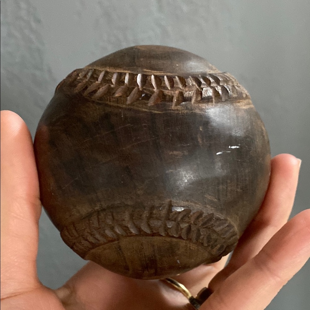 Ironwood Carved Baseball Shelf Sitter Decor - Picture 3 of 8